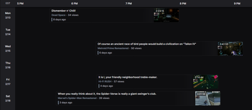 Twitch Schedule for BallisticToaster