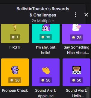 Channel Points Redemption Menu.