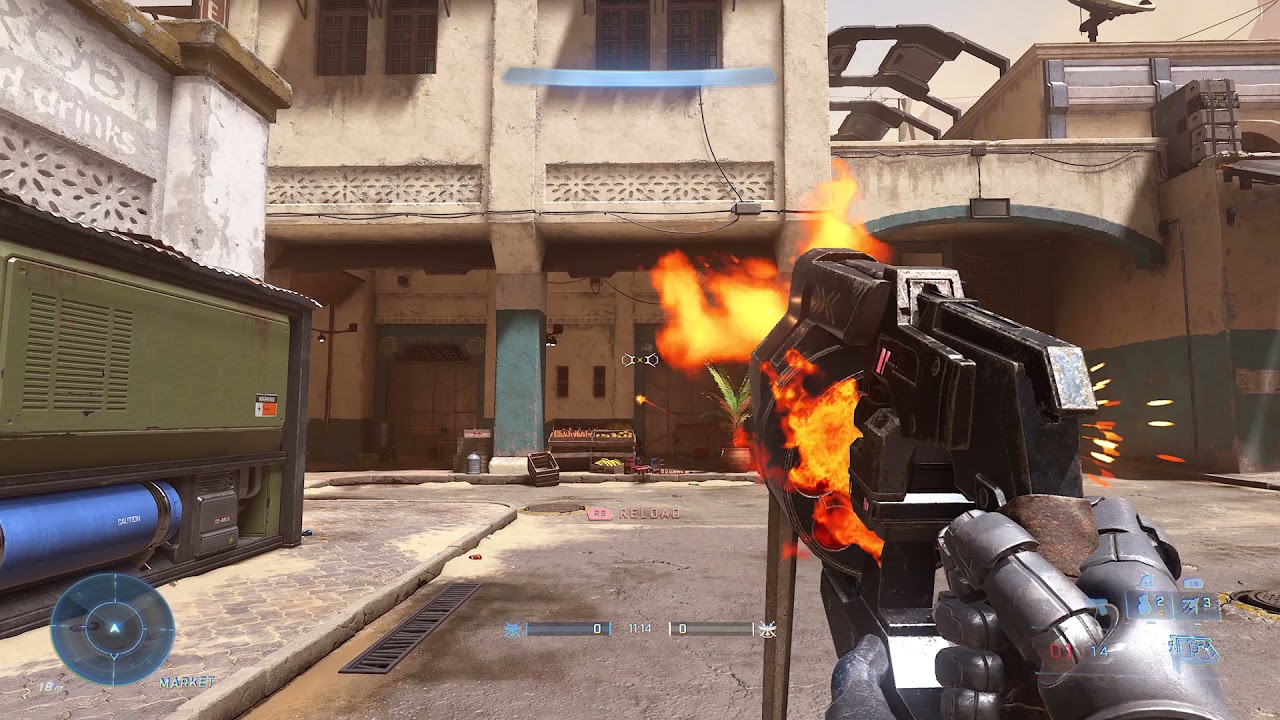 A player firing the Mangler