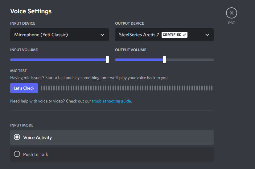 Discord sound settings