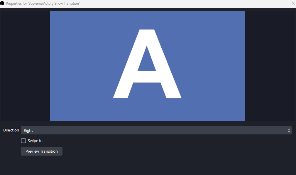 Swipe Transition Properties for Supreme Victory meme scene, swiping from the right