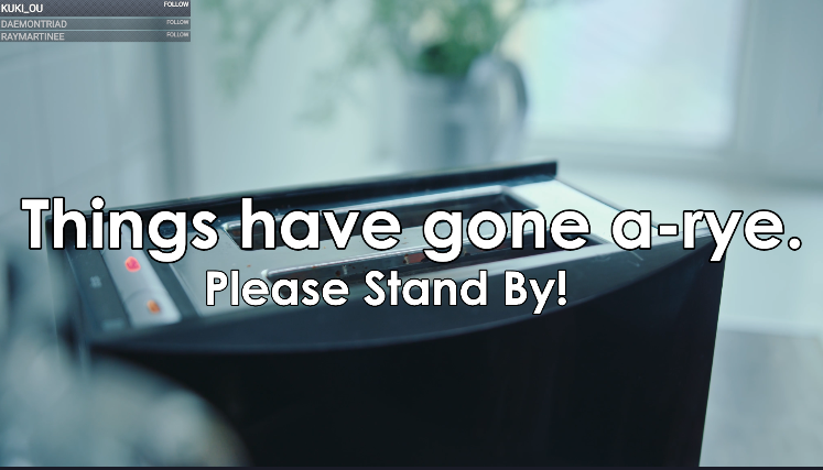 Technical Difficulties screen active