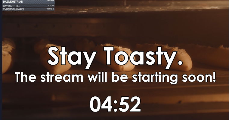 Starting Soon screen with a timer counting down